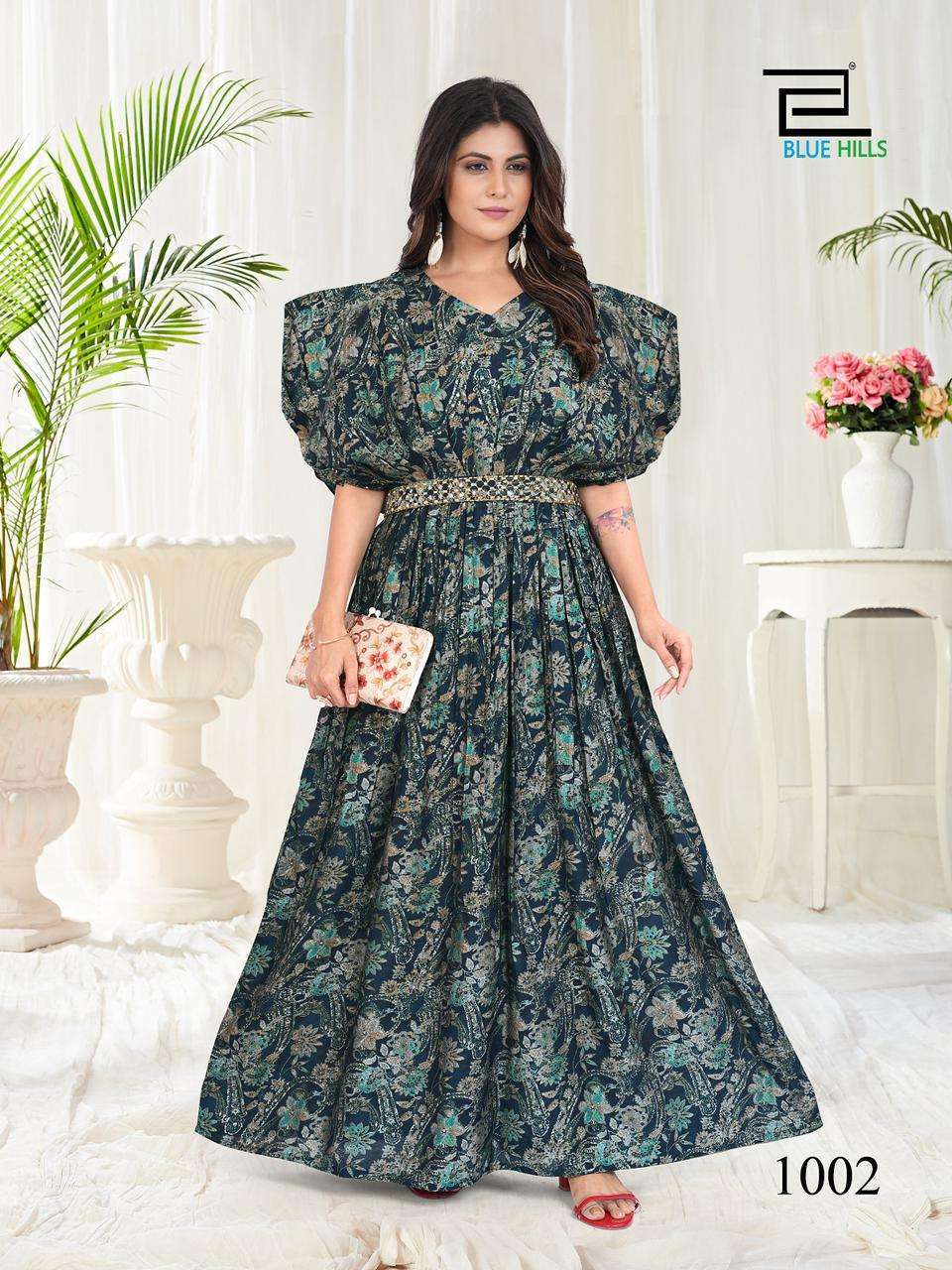 blue hills milk series 1001-1005 modal chanderi Anarkali Gown 