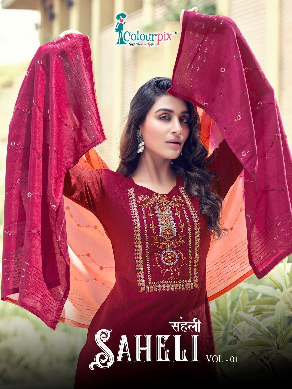 colour pix saheli series 1001-1006 Heavy Viscose suit 
