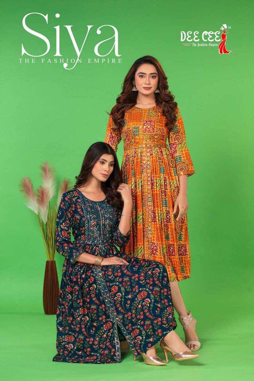 dee cee siya series 101-106 heavy rayon kurti 