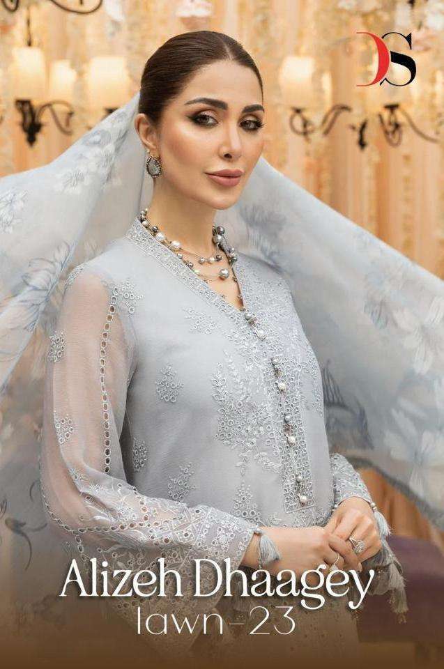 deepsy suit alizeh dhaagey lawn 23 series 1001-1007 Pure Cambric cotton suit