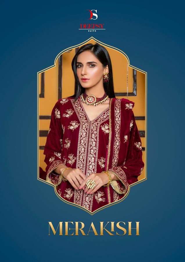 deepsy suit merakish series 1211-1215 Pure velvet with embroidery suit