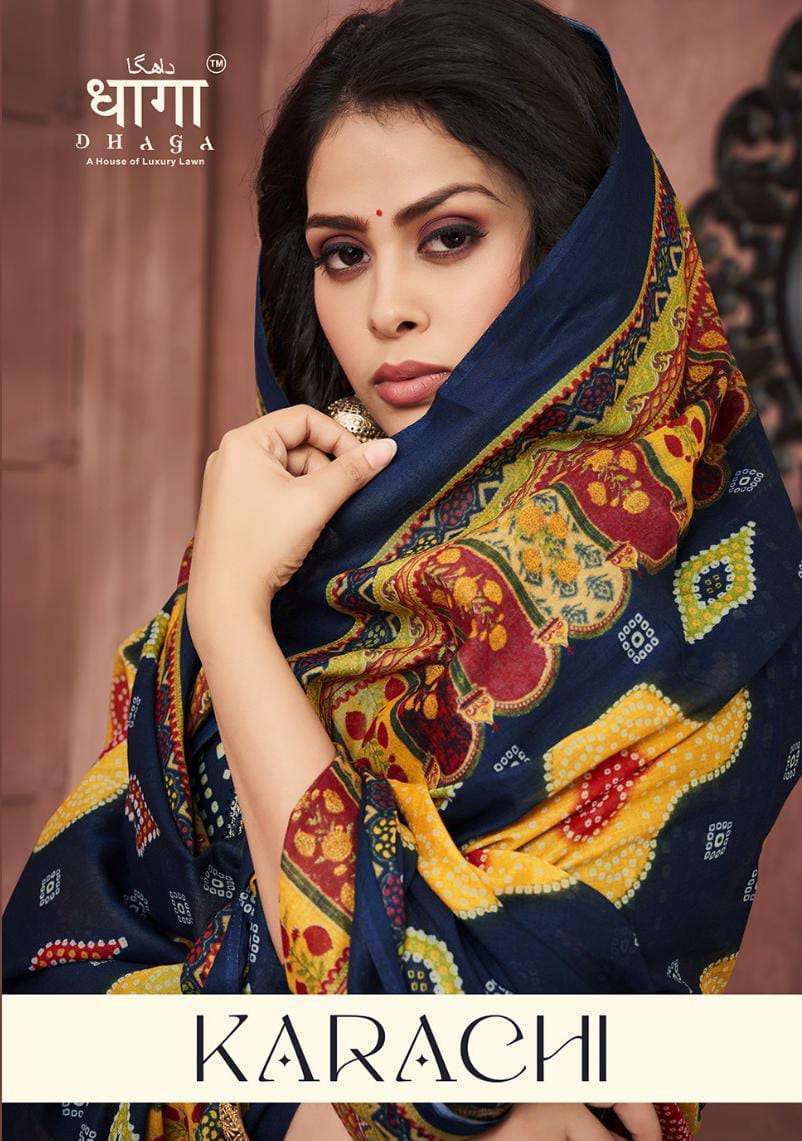 dhaga karachi series 13001-13004 cambric cotton suit 
