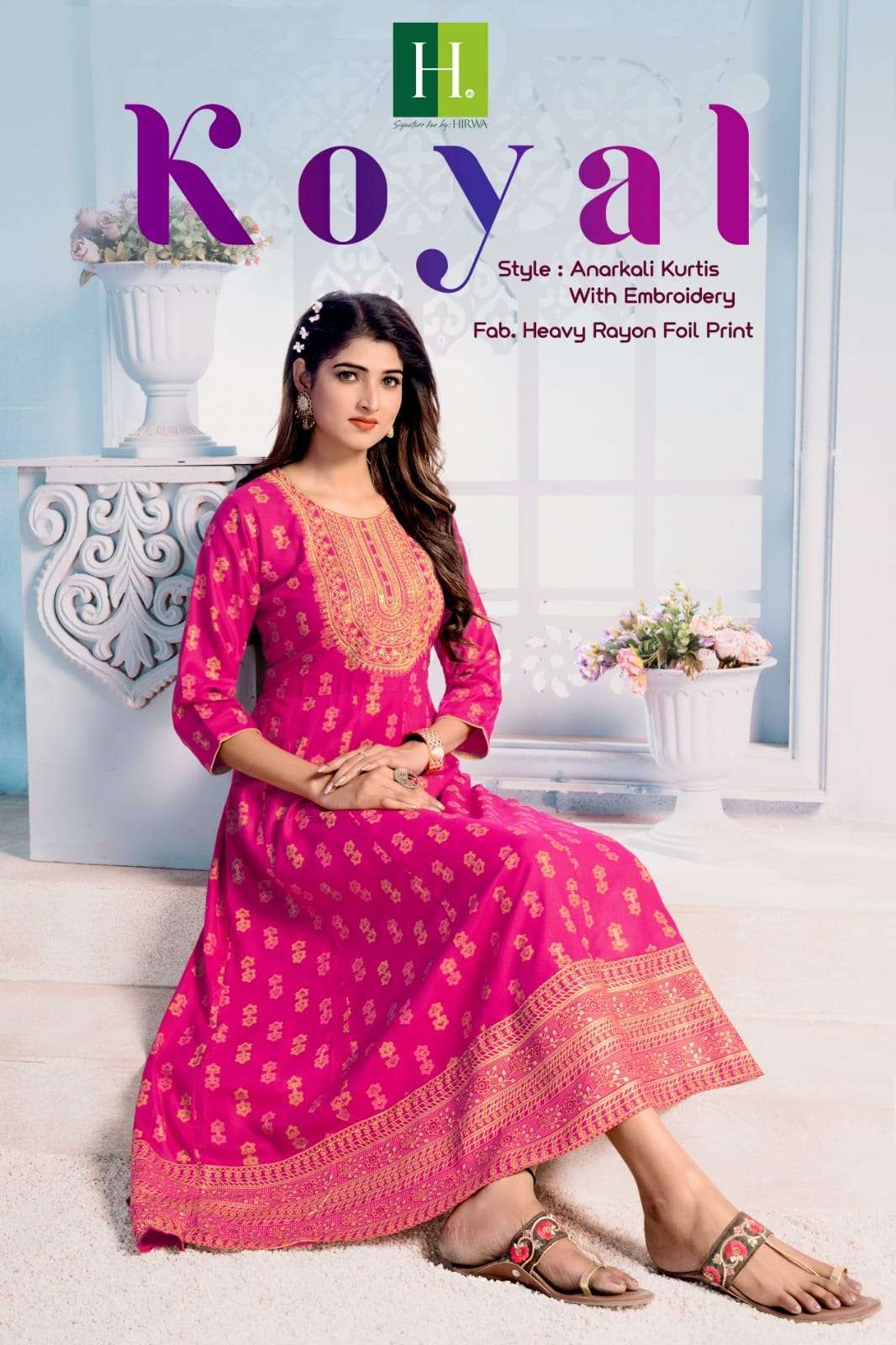 hirwa koyal series 101-106 Heavy Rayon Prints anarkali kurti