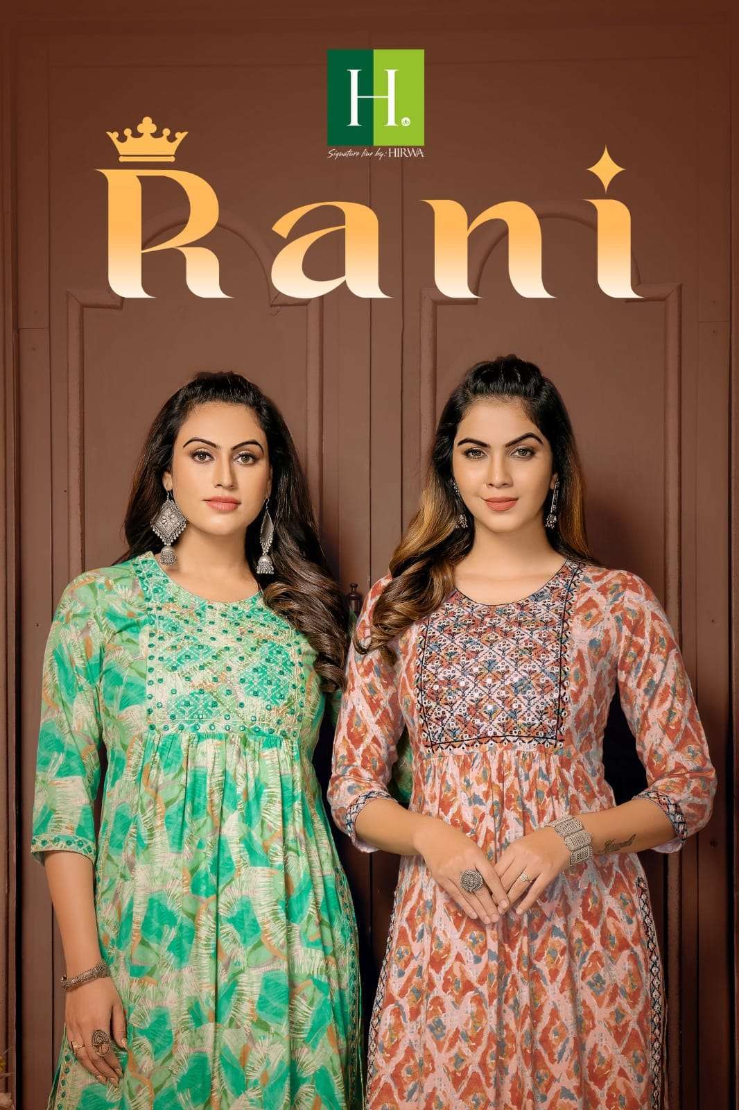 hirwa rani series 101-108 heavy rayon foil prints kurti