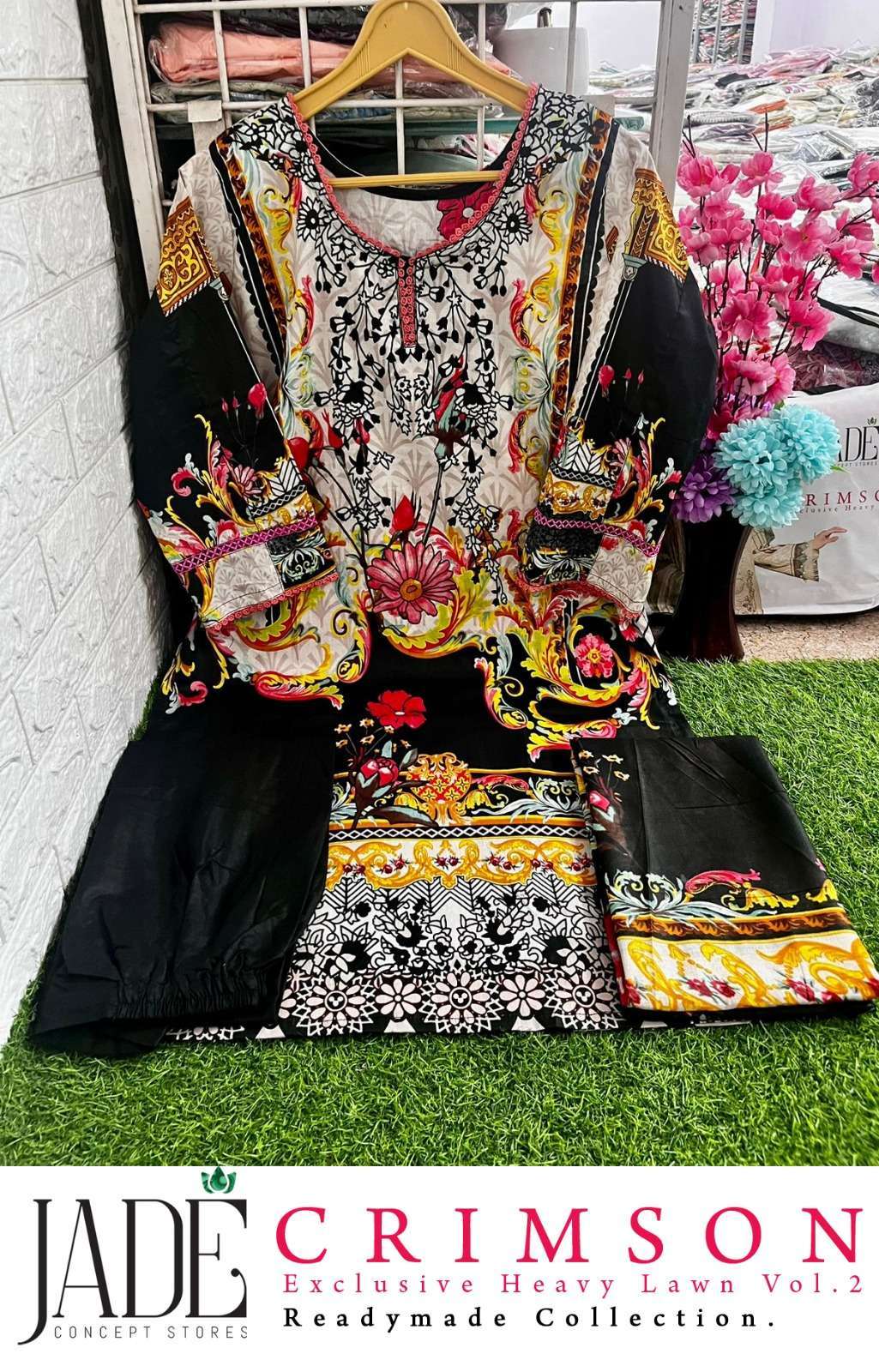 Jade concept store crimson vol 2 Luxury printed lawn cotton suit