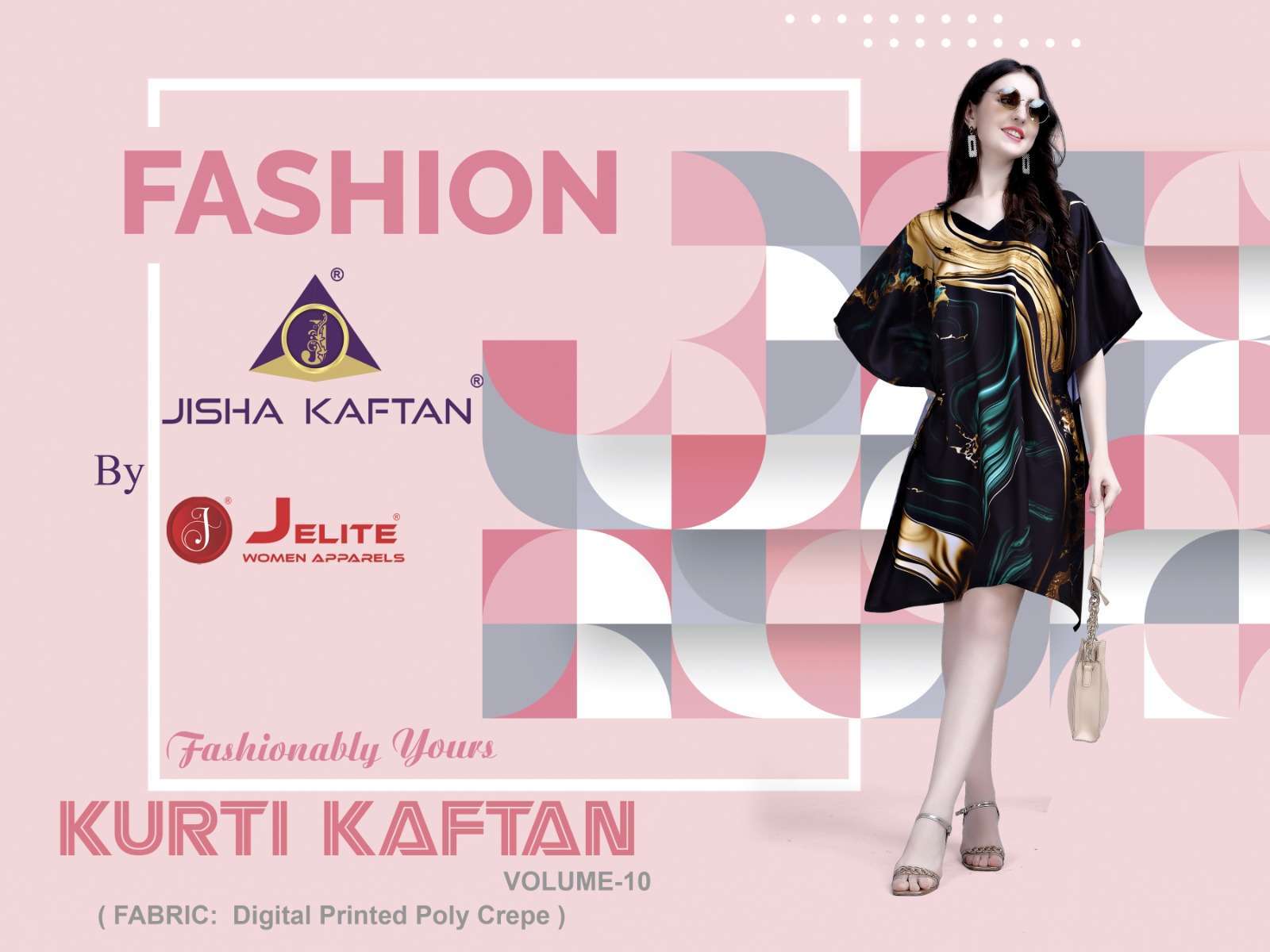 jisha kaftan Kurti Kaftans Vol-10 series 173-180 Polyester Crepe kurti