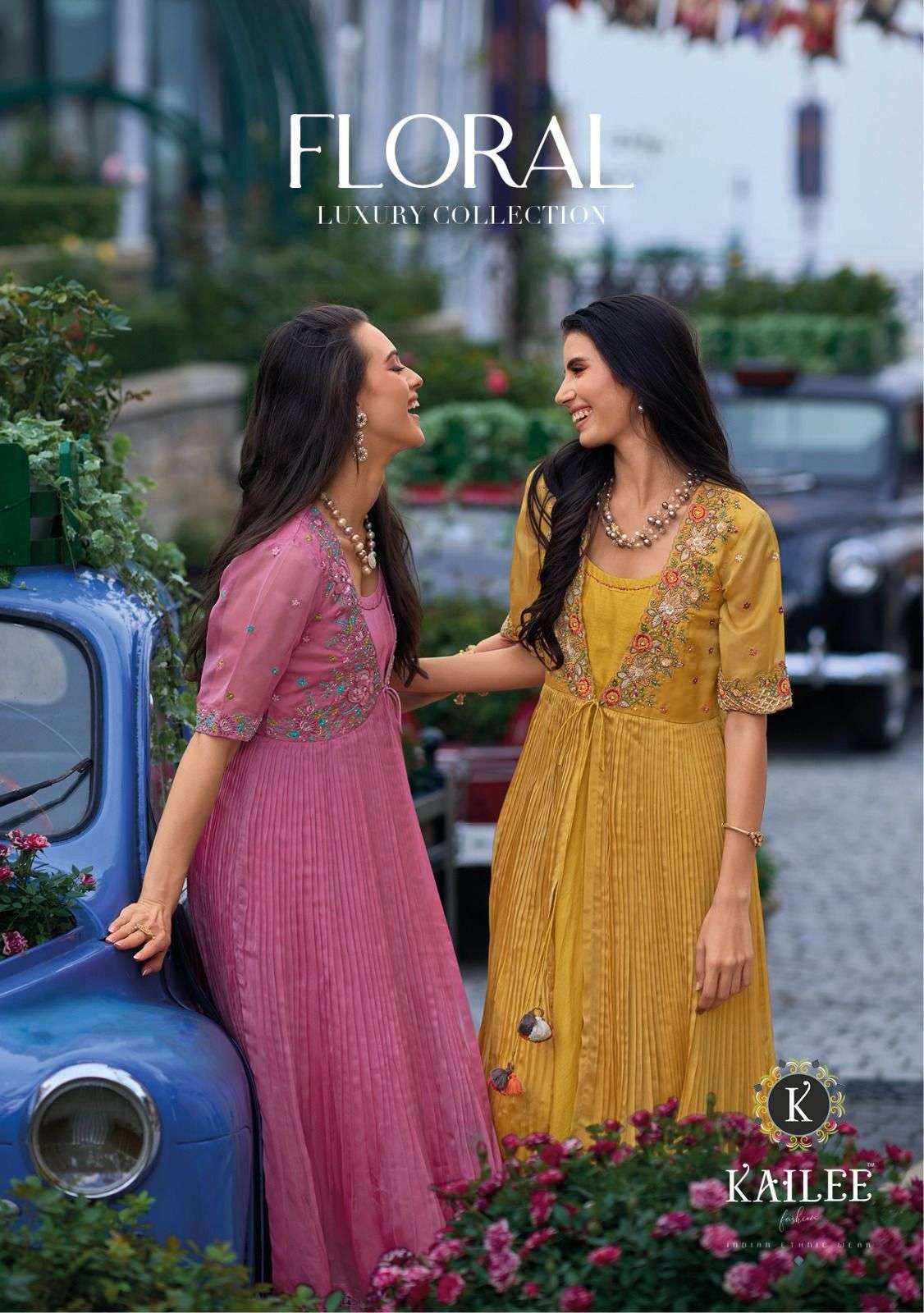 kailee fashion floral series 41331-41334 pure viscose organza silk kurti