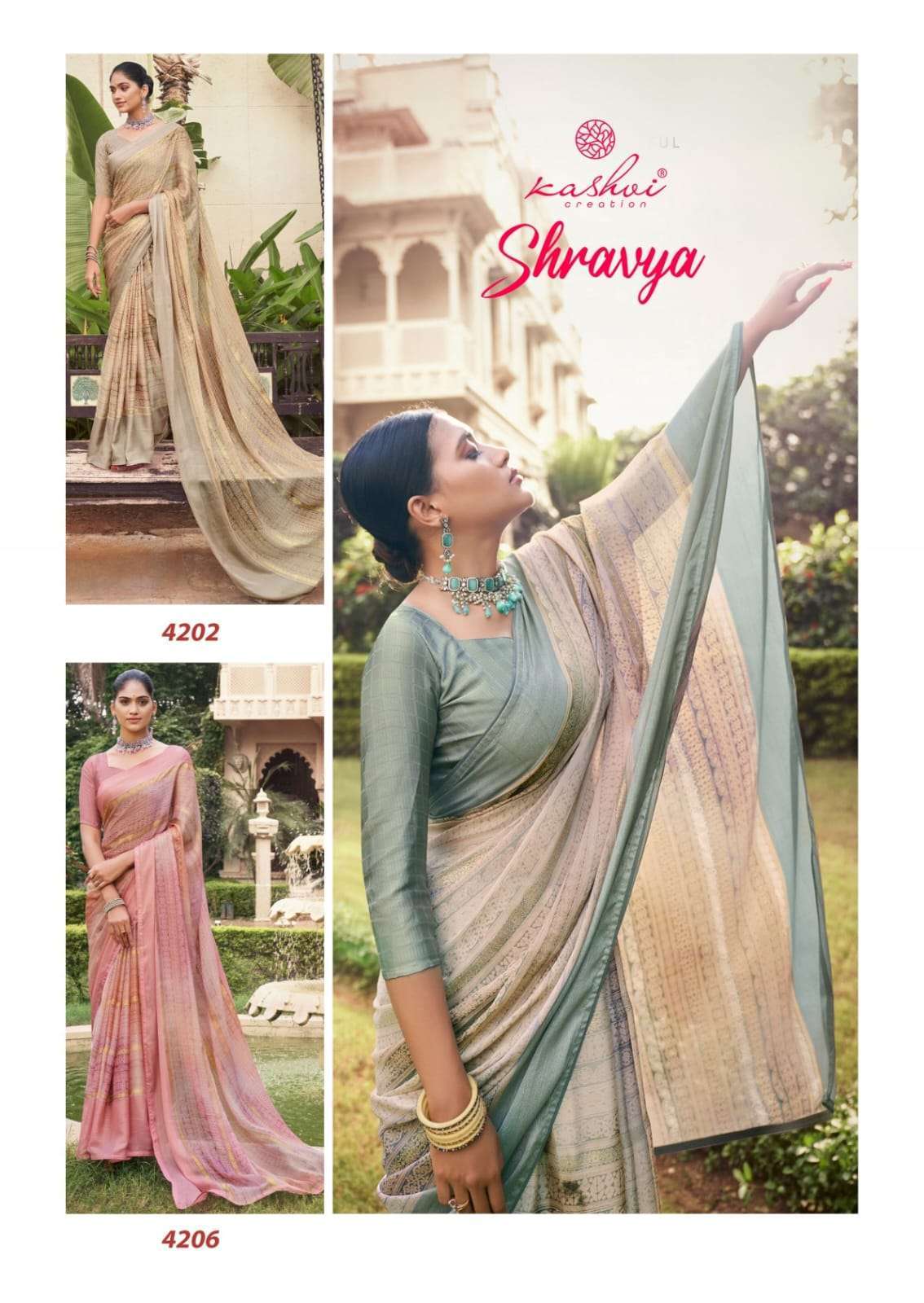Kashvi shravya series 4201-4208 moss viscose saree