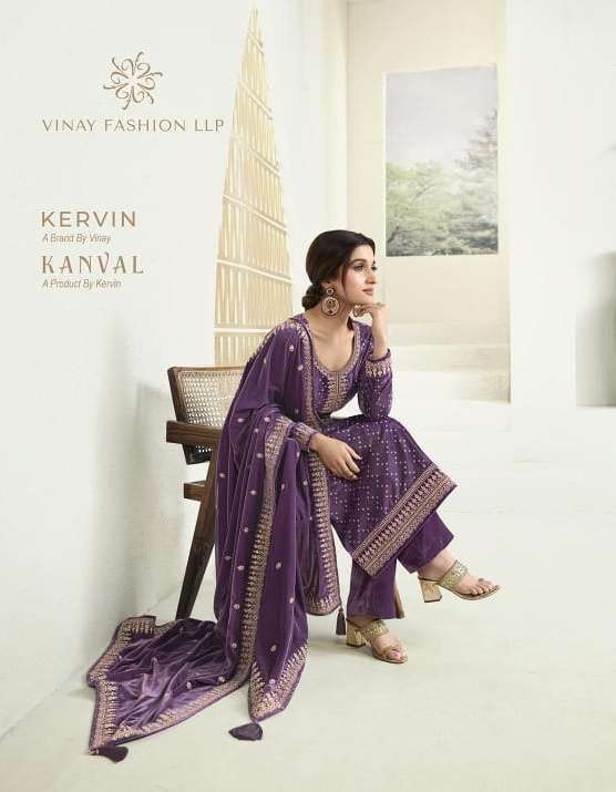 kervin kanval series 65671-65676 velvet embroidered suit