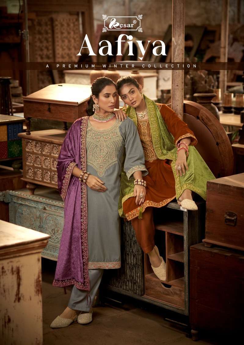 kesar aafiya series 187001-187008 pure 9000 viscose velvet suit