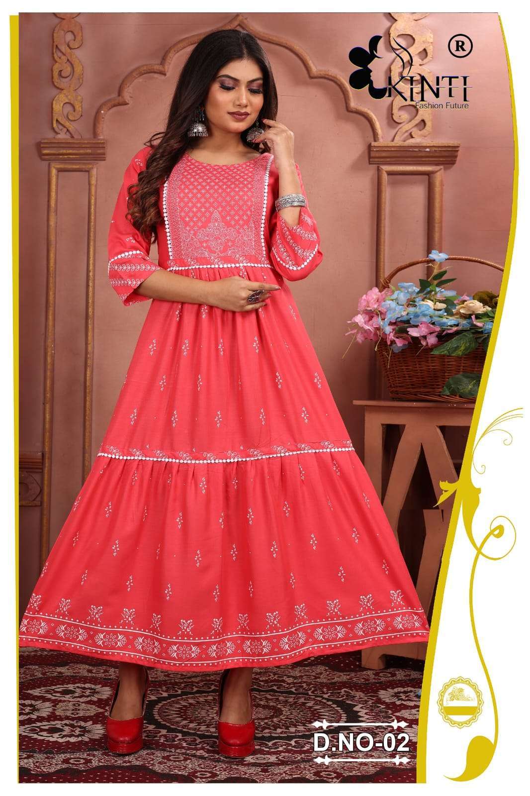 kinti juliet series 01-06 Heavy RAYON Print kurti