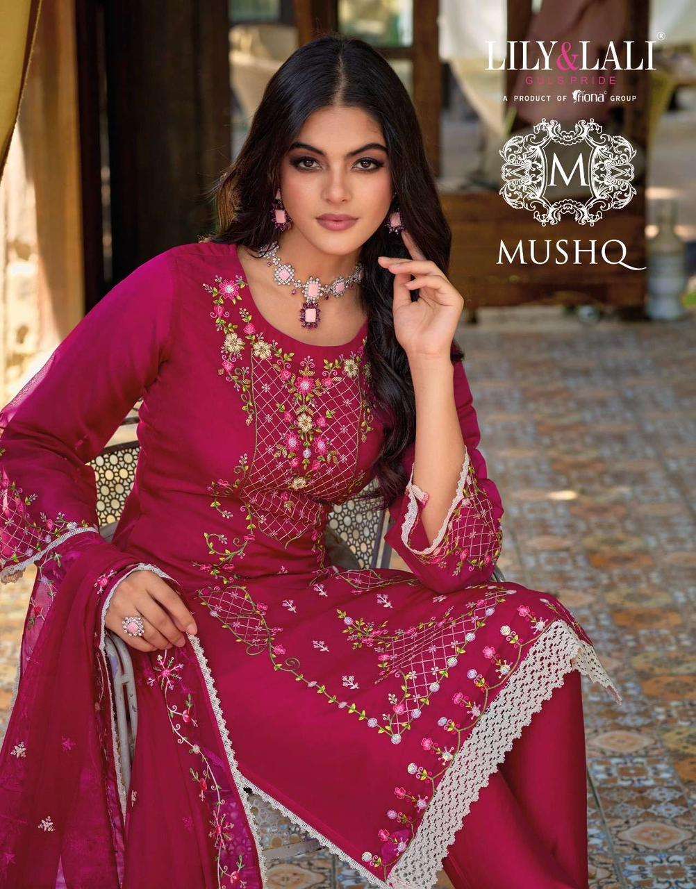 lily & lali mushq series 13301-13306 pure organza suit 