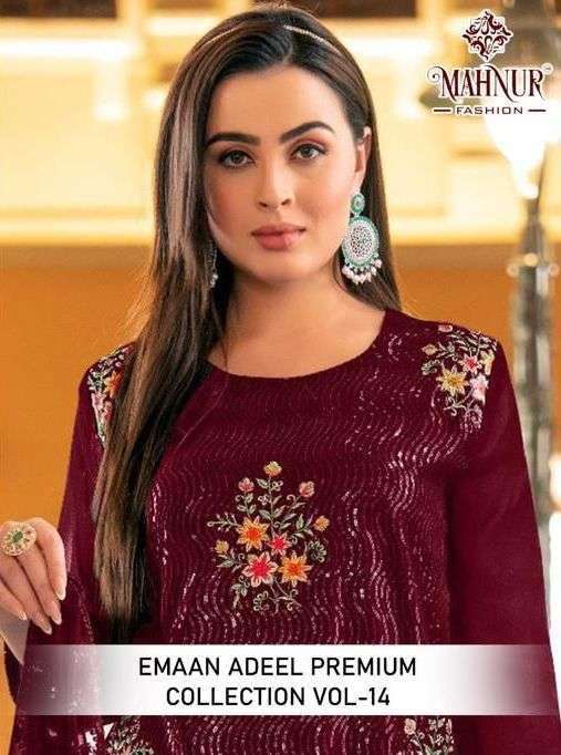 mahnur emaan adeel premium collection vol 14 series 14001-14003 heavy georgette suit