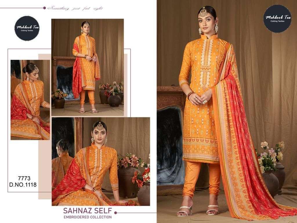 mehboob tex sahnaz luxury lawn collection 1118 semi lawn suit