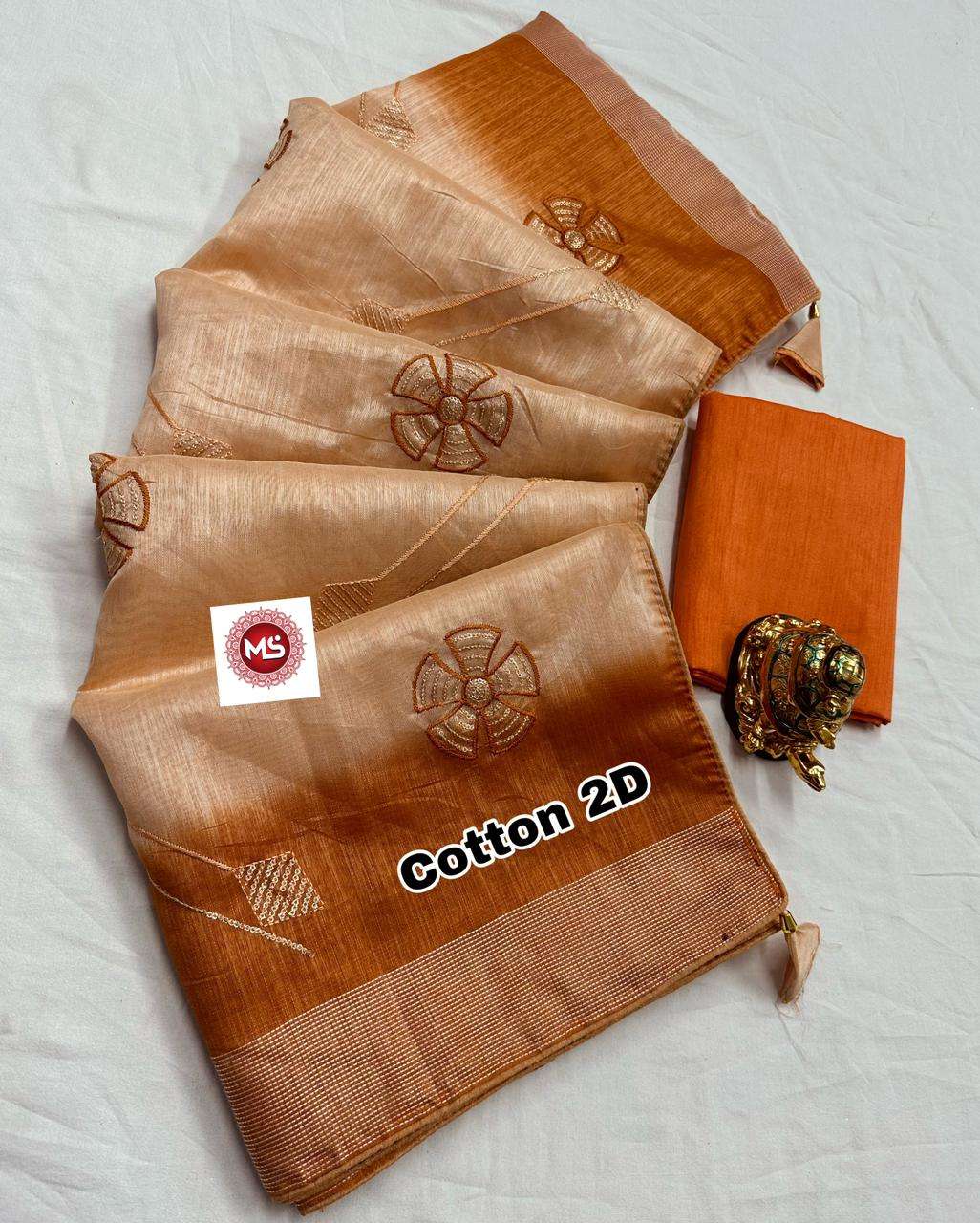 ms brand 2d saree designer pure soft cotton saree