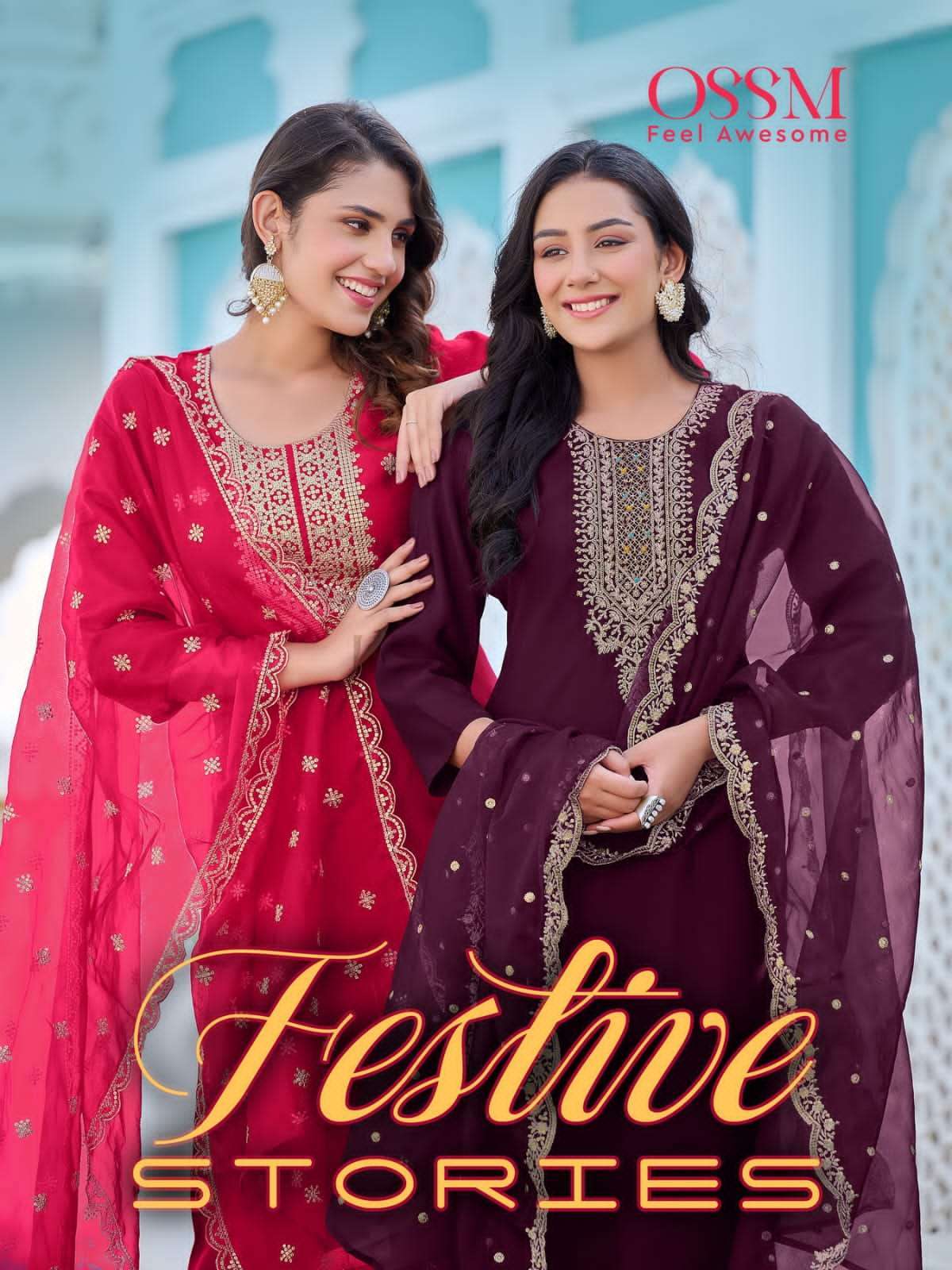 ossm festive stories series 101-106 Viscos Roman Silk readymade suit
