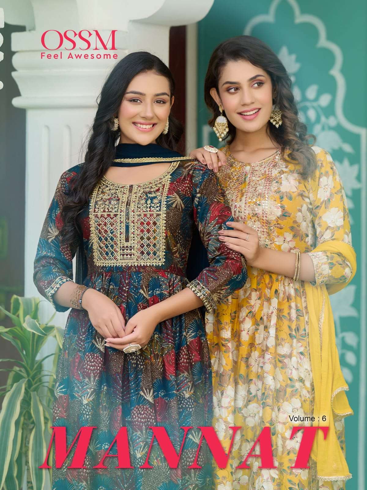 ossm mannat vol 6 series 601-606 Premium Chanderi Modal Foil Print suit