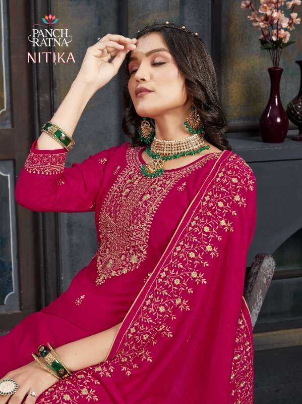 panch ratna nitika pattern silk suit 