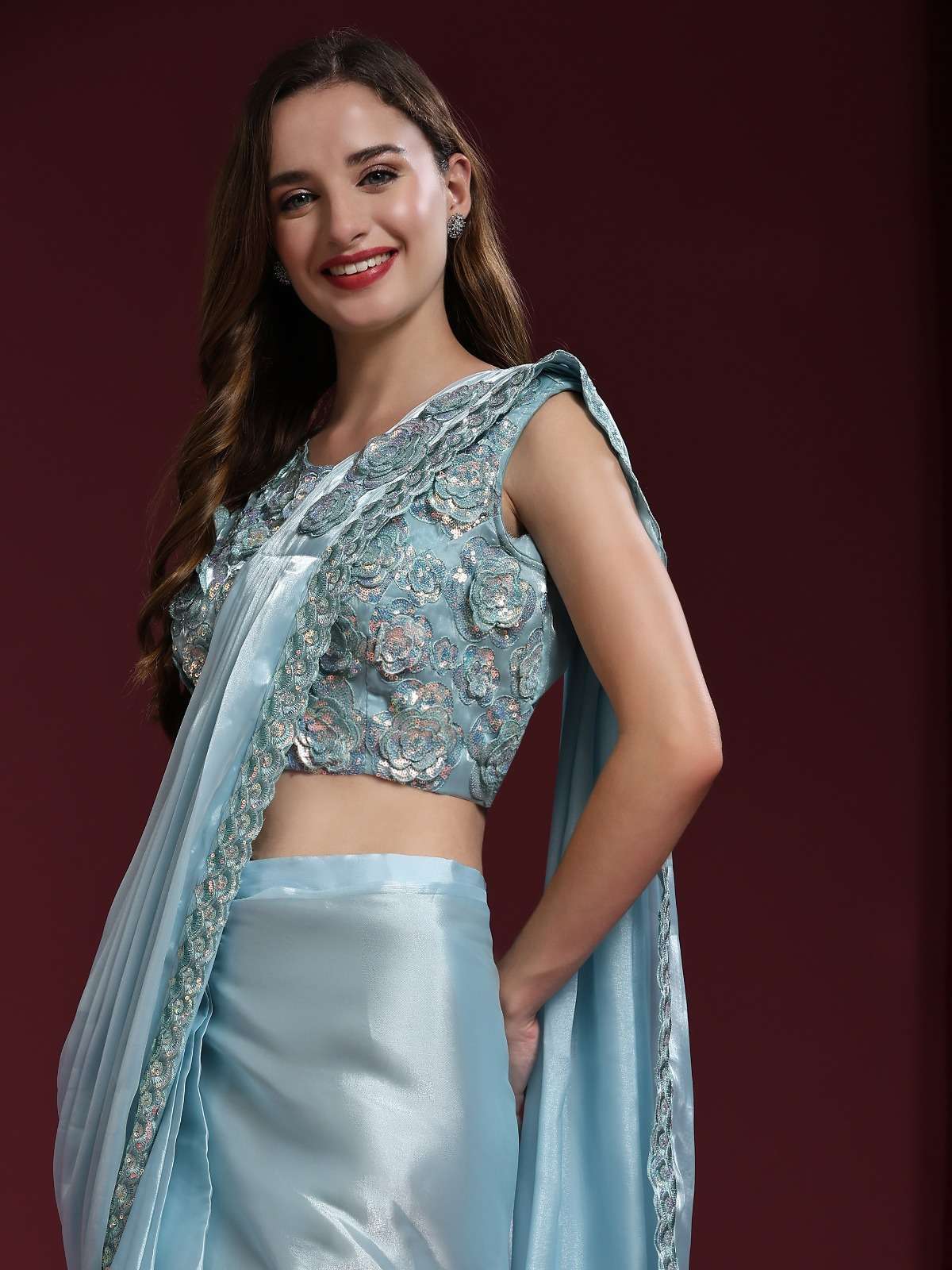 pr 264 satin silk party ready to wear saree