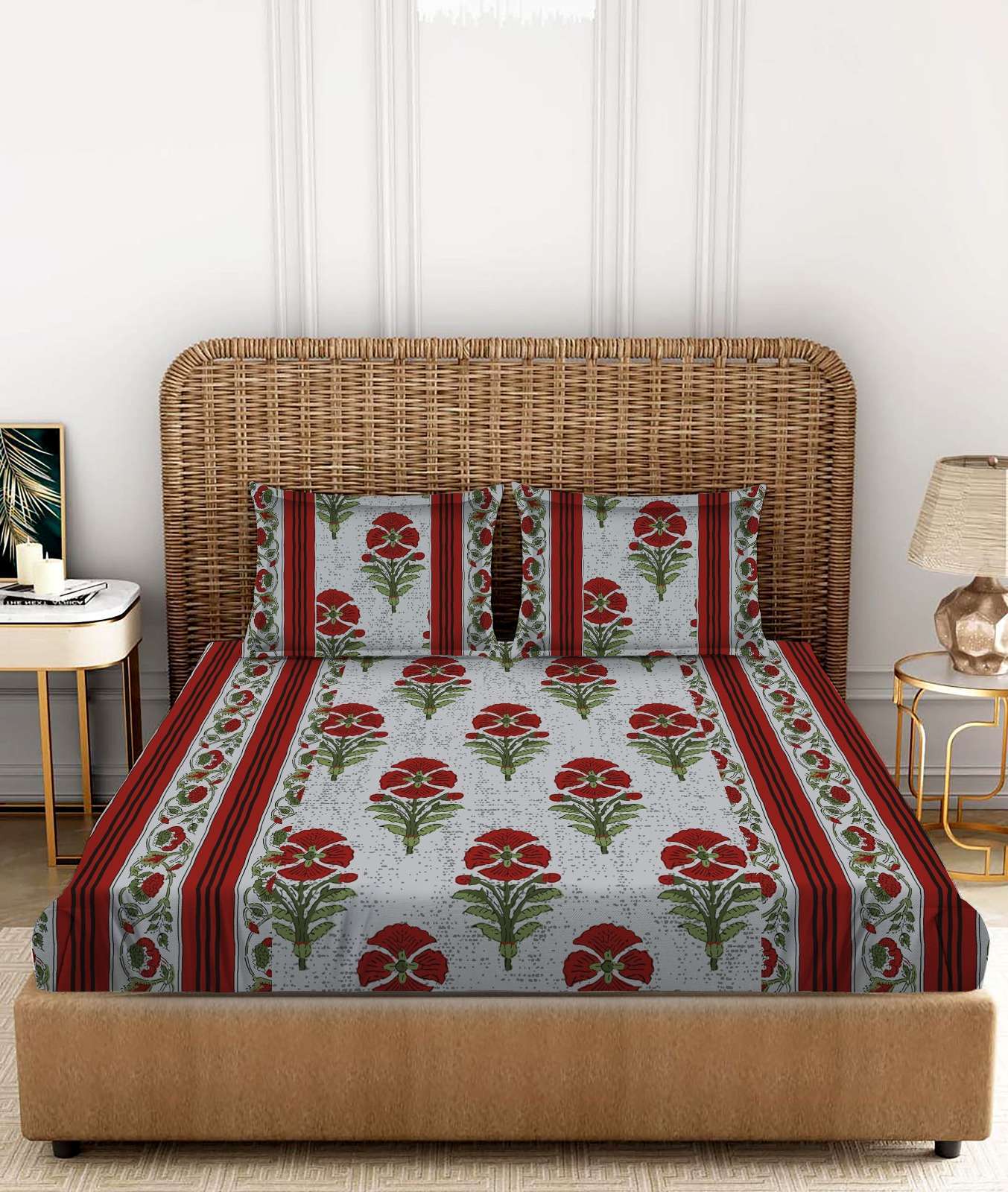 pr ajrak print super king size bedsheet cotton fabric collection
