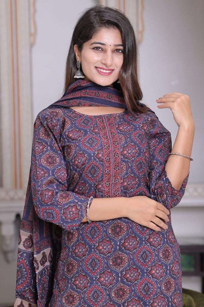 pr Cotton Block Print 3 pc set Pure Cotton readymade suit