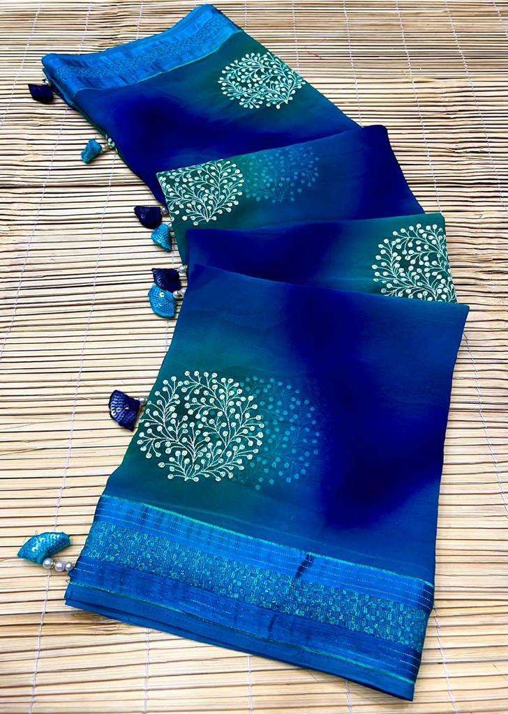 pr sahiba weightless hand spray and butta work saree 