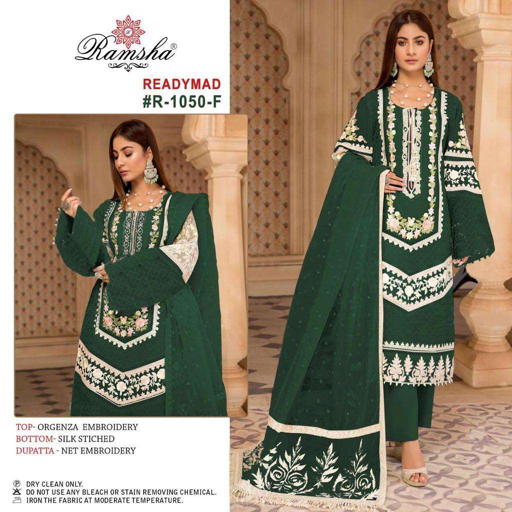 ramsha R-1050 organza embroidery suit 