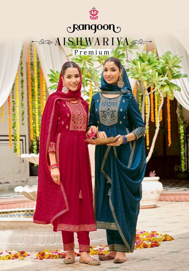 rangoon aishwariya series 4681-4686 Silk with Fancy Embroidery suit