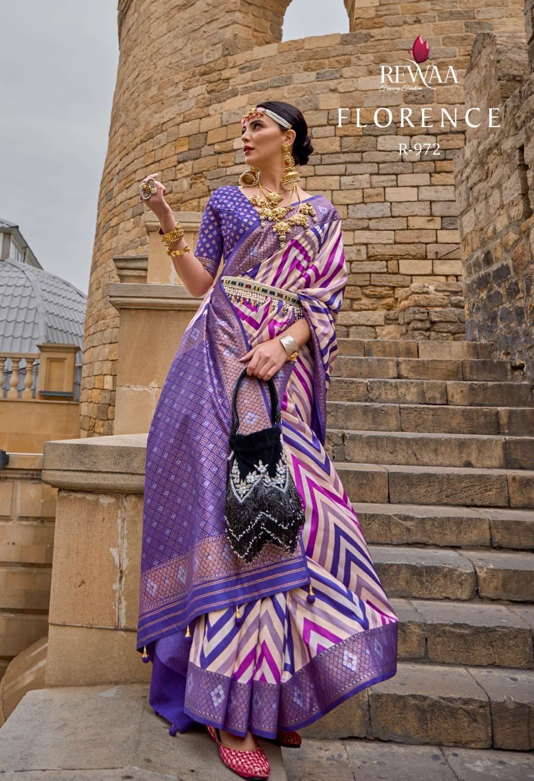 rewaa florence series 969-976 superior v p silk saree
