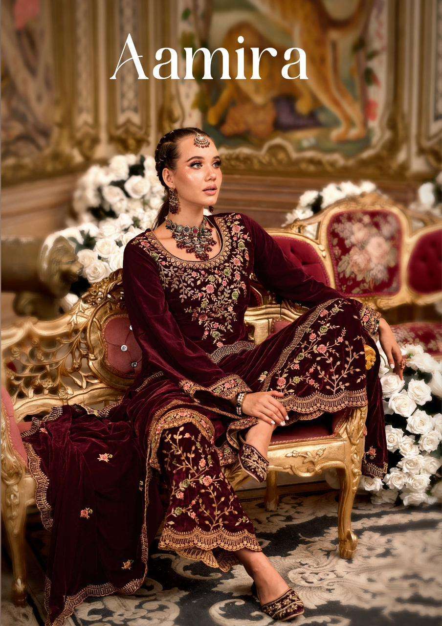 sargam prints aamira series 1116 premium 9000 velvet suit