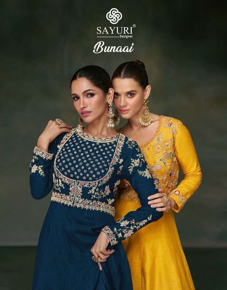 sayuri bunaai series 5326-5328 premium silk gown with dupatta 