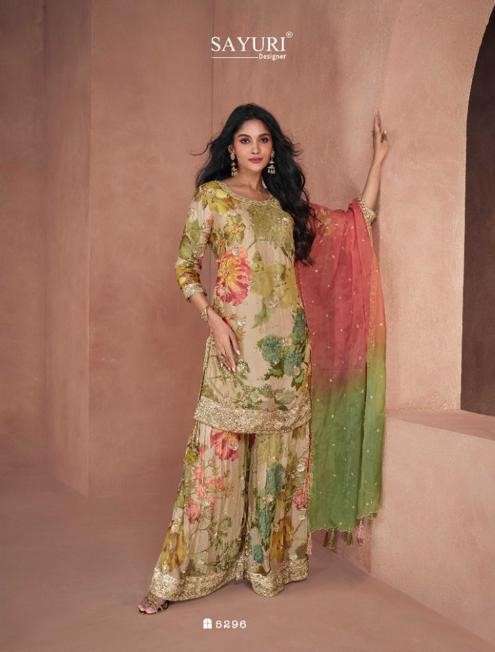 sayuri designer lotus nx series 5296-5297 real georgette suit