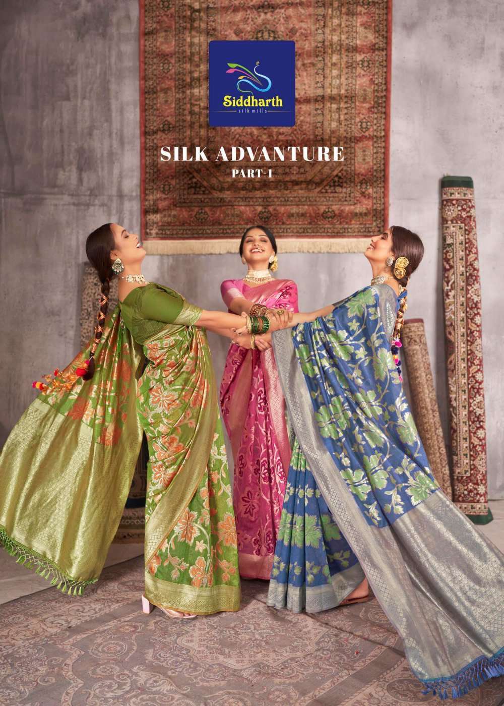 siddharth silk mills silk advanture series 6001-6006 silk base saree
