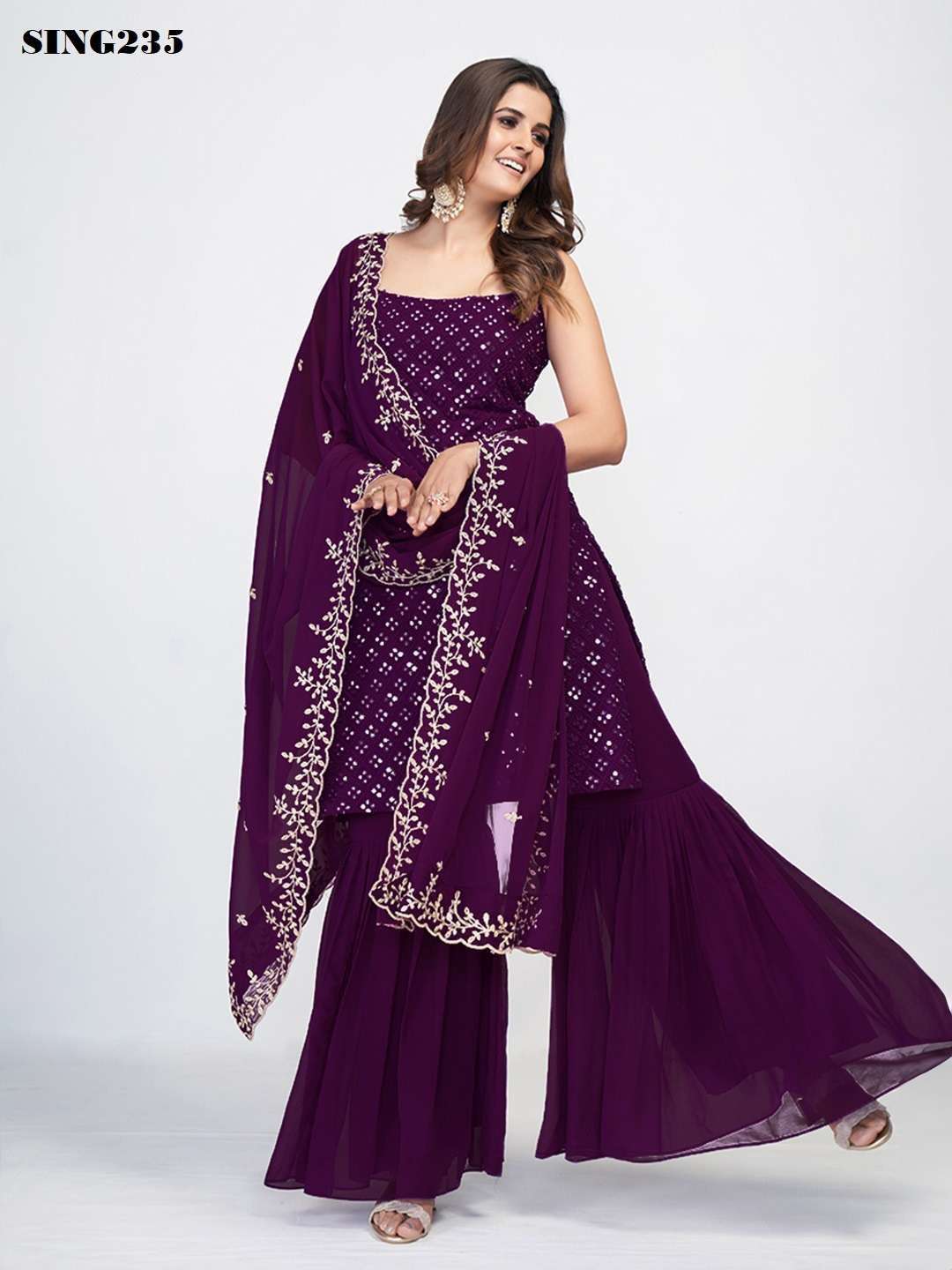 sing235 Georgette sharara set 