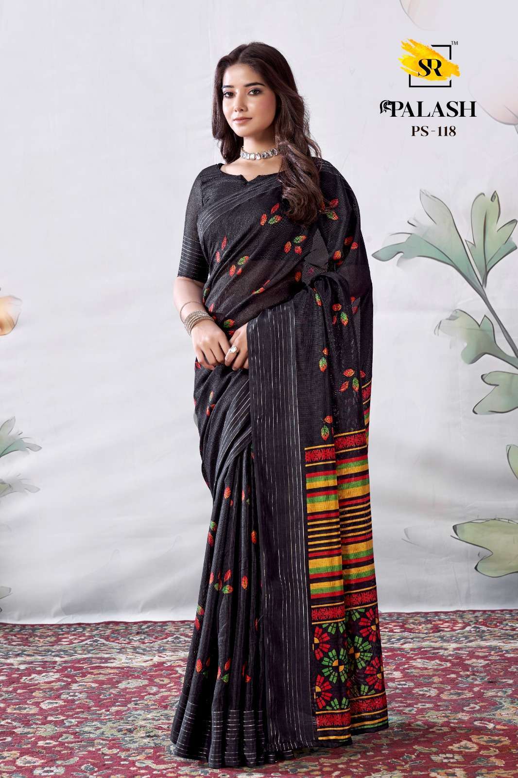 sr palash series 111-120 jute linen saree