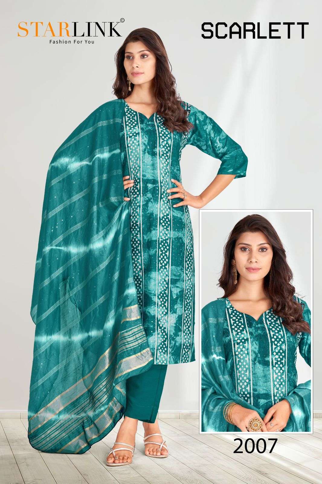 starlink scarlett series 2001-2016 dyable chanderi suit 