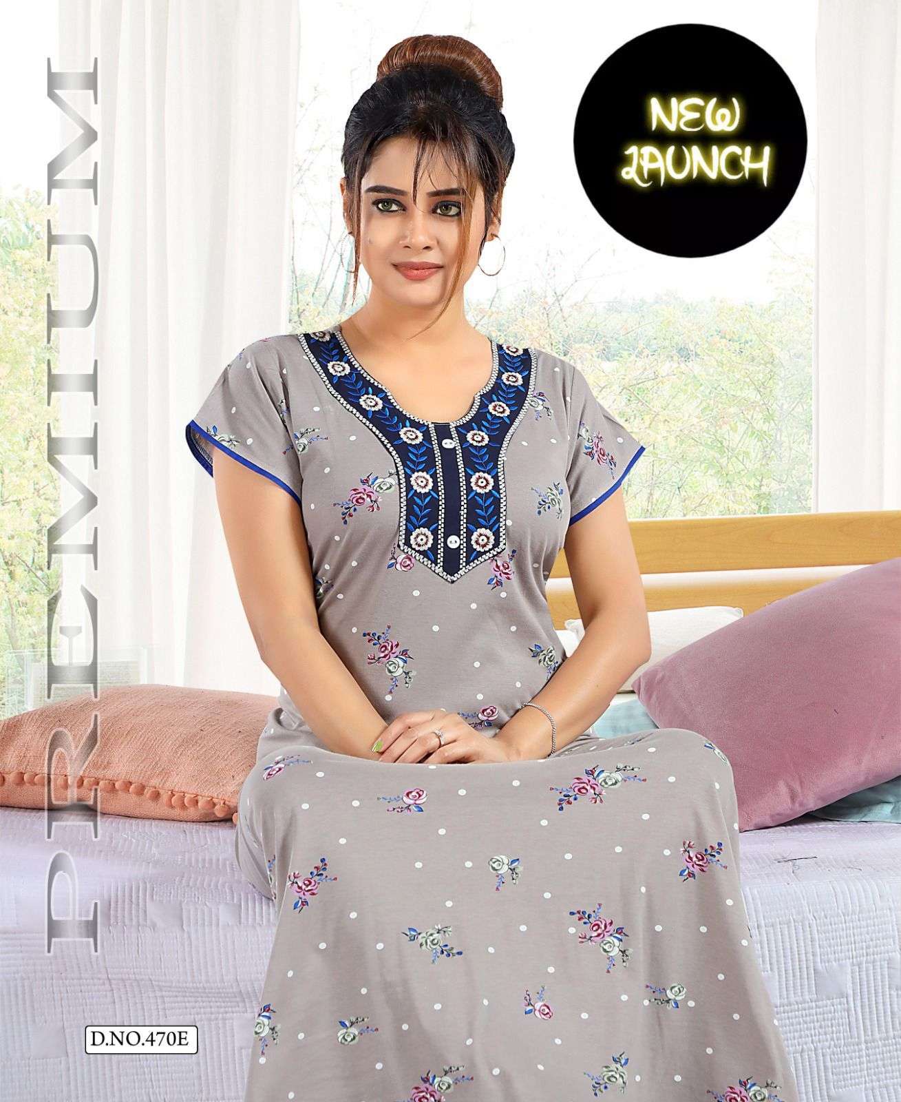 summer special shinker nighty gown vol.B470 Shinker Print Hosiery Cotton night gown