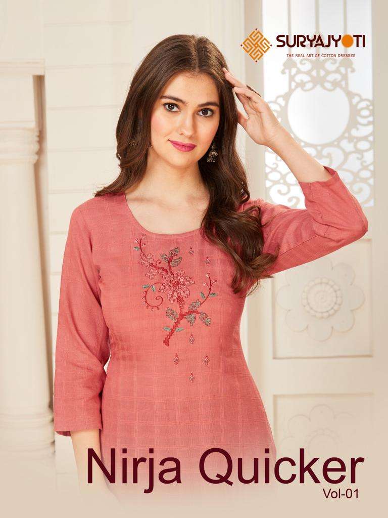 Suryajyoti Nirja Quicker Vol-1 series 1001-1004 Heavy Slub Rayon kurti