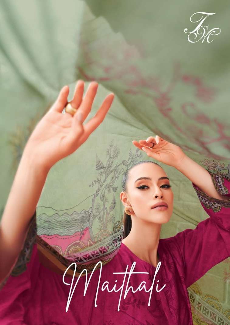 t&m designer maithali pure raw silk digital print suit 