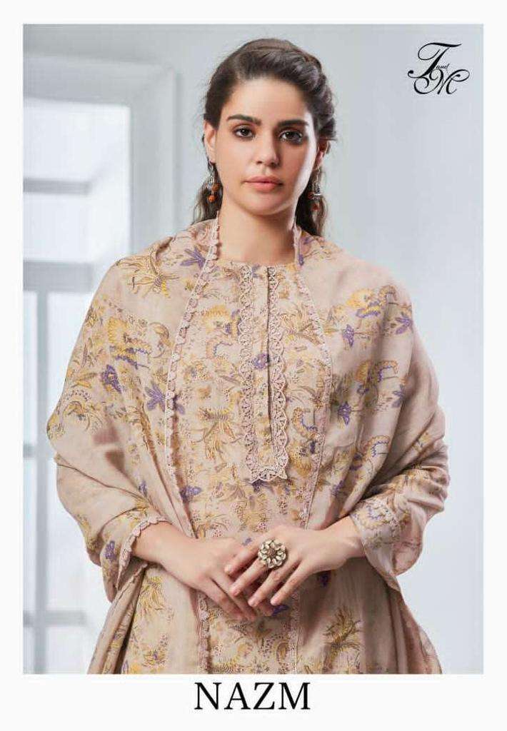 t&m nazm viscose georgette digital print embroidery suit 
