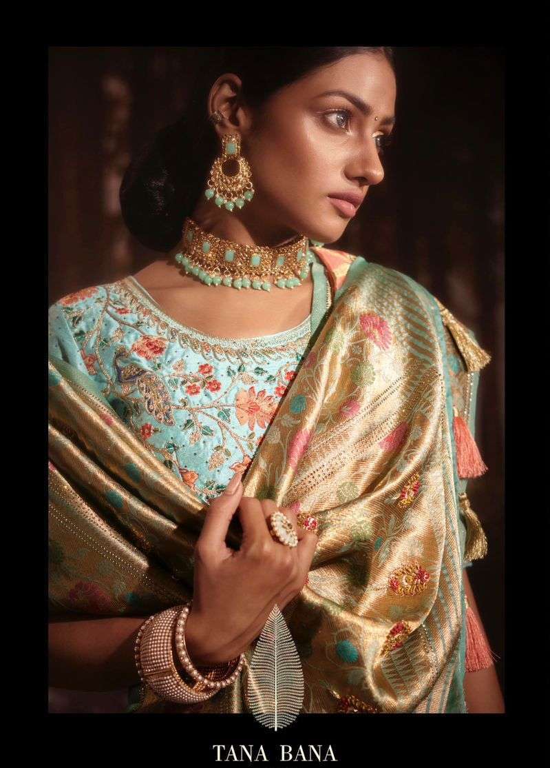 tana bana 531 organza silk swarovski work saree