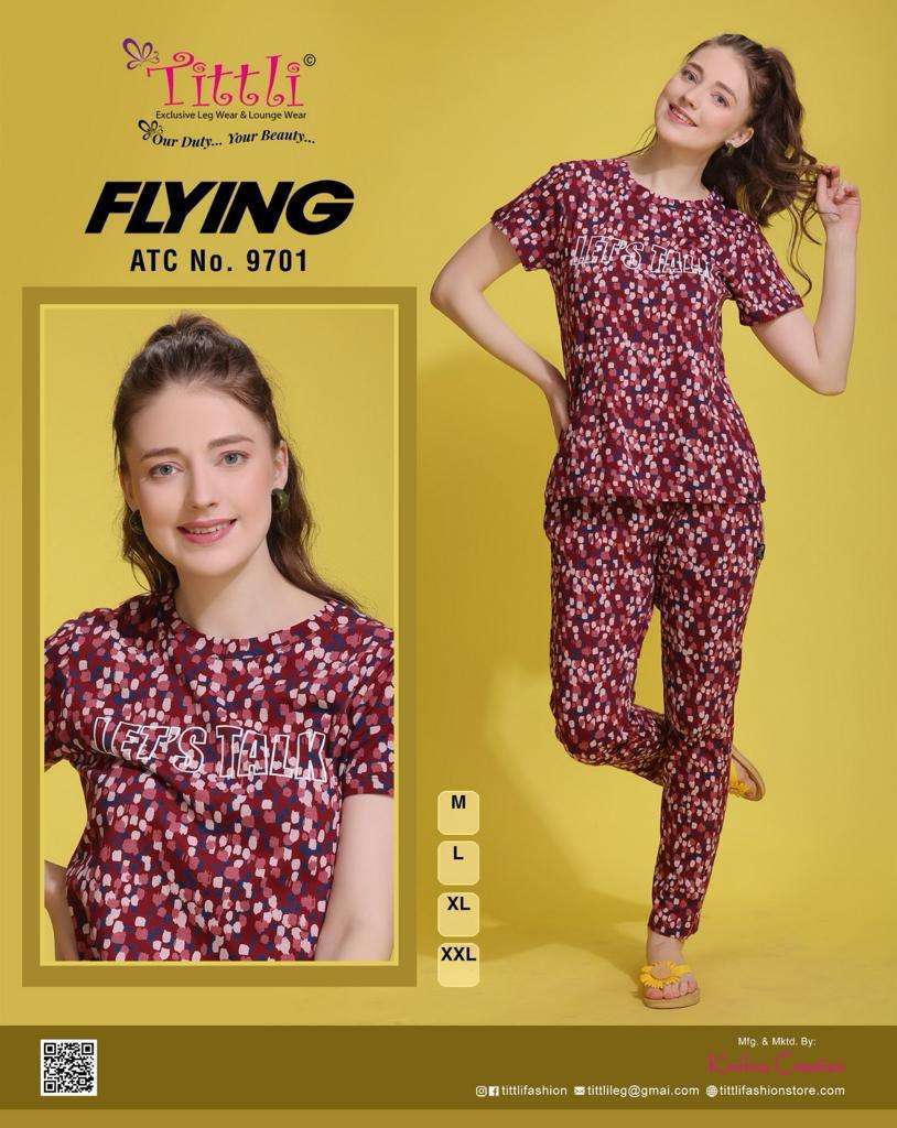 tittli love shine series 9701-9702 cotton hosiery night suits