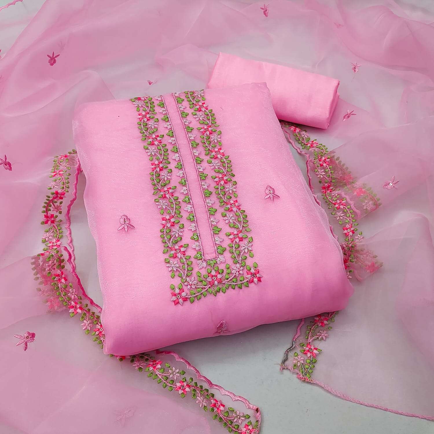 vatsam designer organza silk multi sequence work suit 