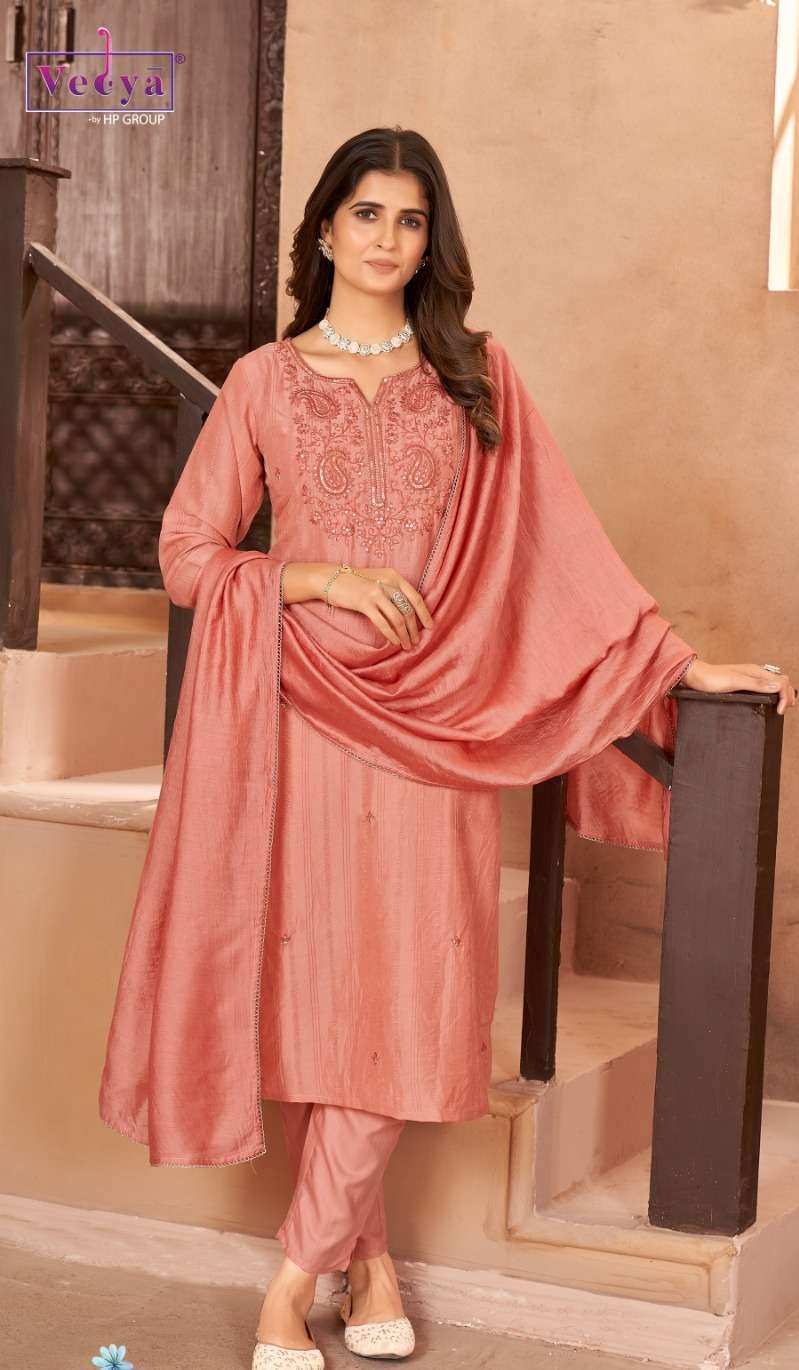 vedya gaatha series 1159-1164 Chinon Silk readymade suit 