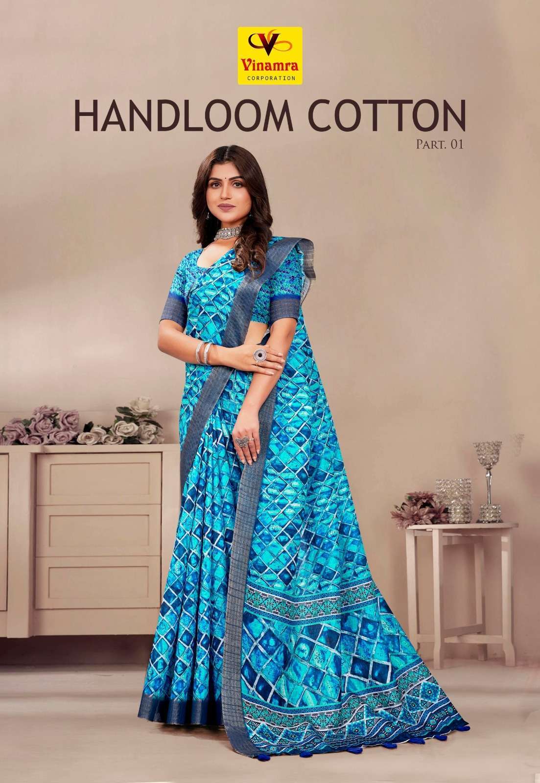 vinamra handloom cotton part 1 series 3401-3408 slub cotton saree