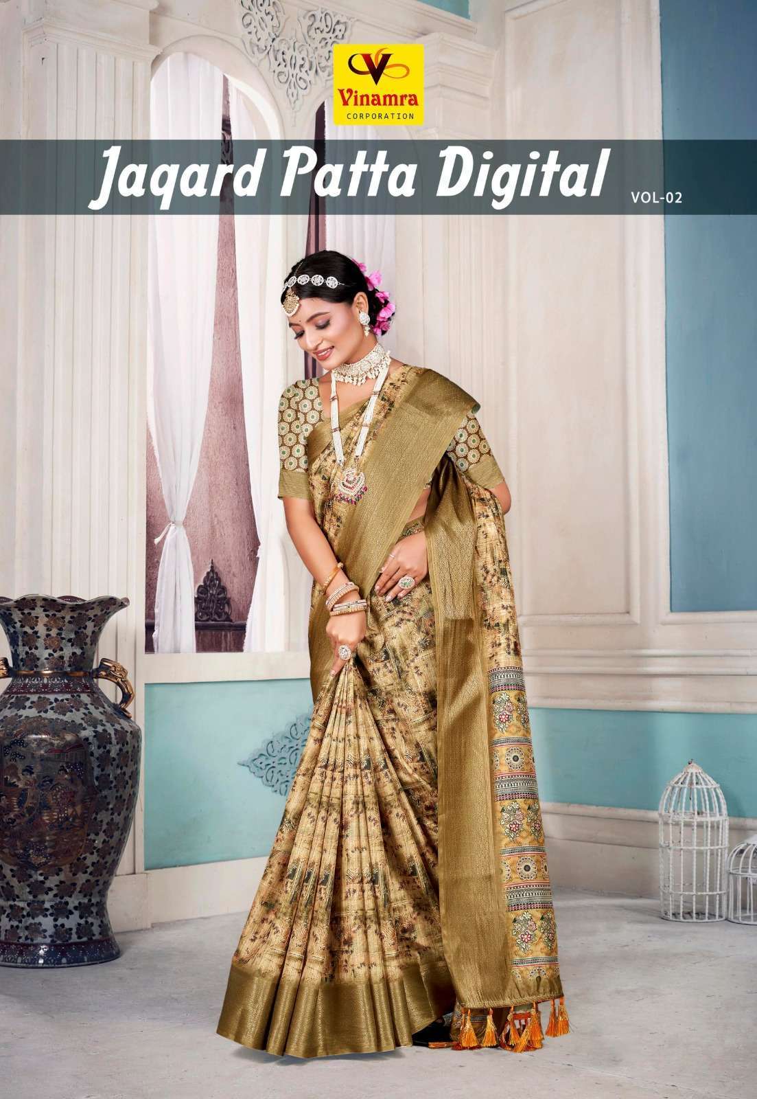 vinamra jaqard patta digital vol 2 series 2409-2416 dola prints saree