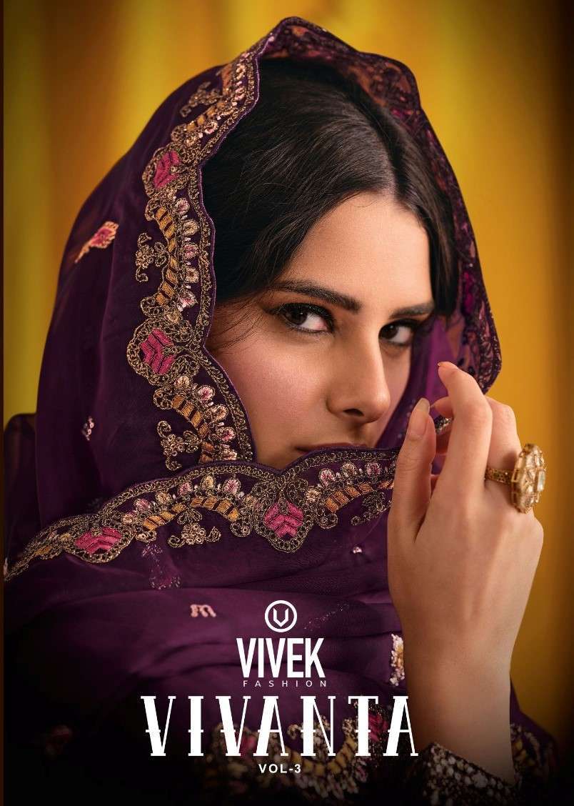 vivek fashion vivanta vol 3 series 12501-12506 organza suit 