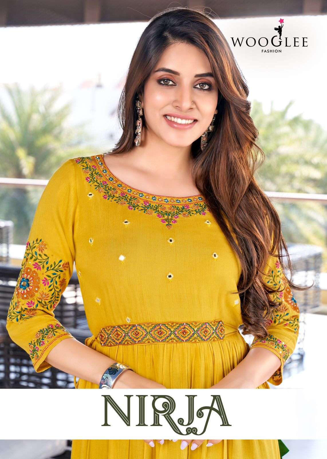 wooglee nirja series 1001-1004 Rayon Wrinkle flair kurti