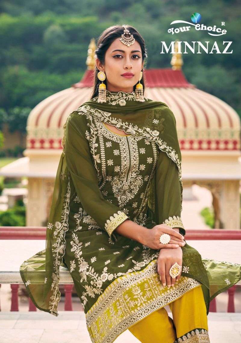 your choice minnaz series 1001-1004 soft organza suit