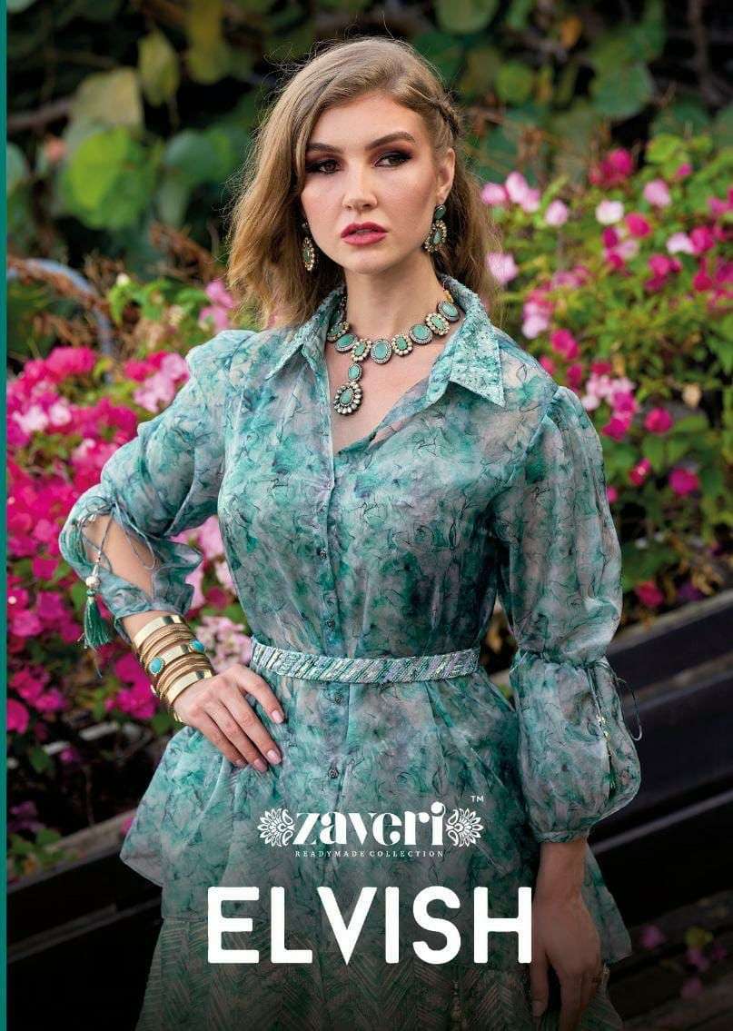 zaveri elvish series 1210-1213  Heavy organza  top with skirt